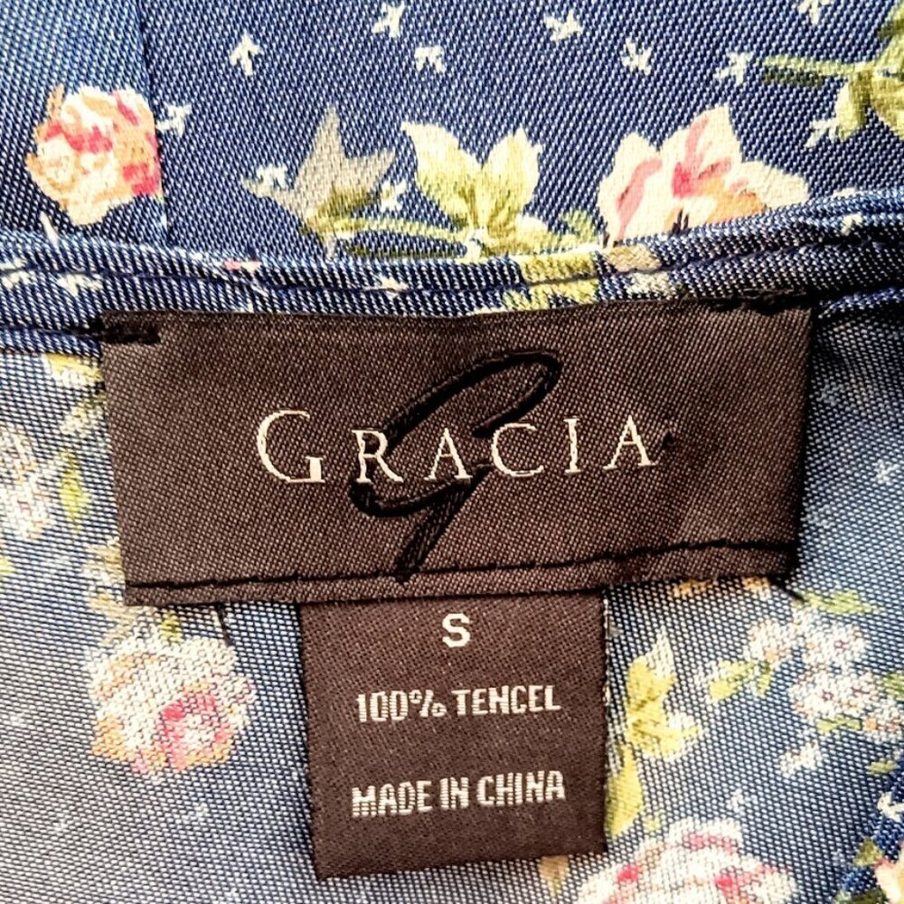 Gracia Blue Floral Peplum Top - Picture 5 of 6